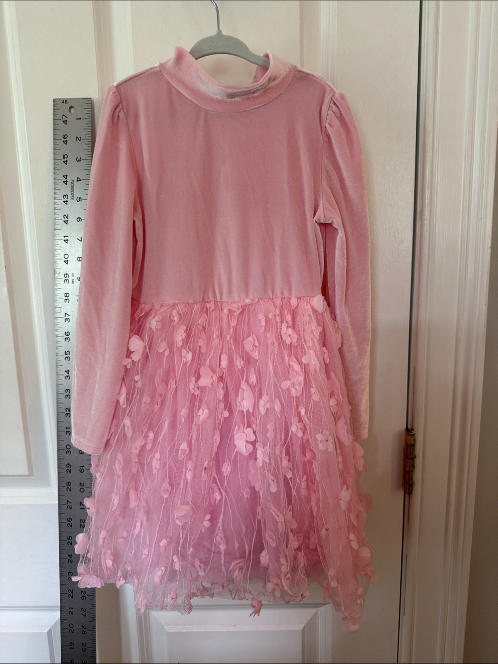 btween Pink Long-Sleeve Tulle Flower Party Dress